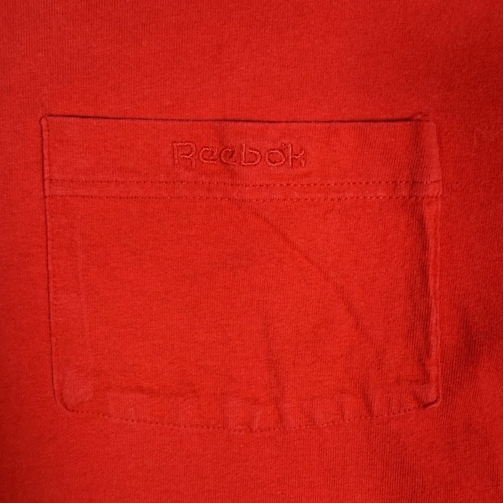 Vintage Reebok‎ T-Shirt Men's XL Red Short Sleeve Crew Neck Pocket Single Stitch